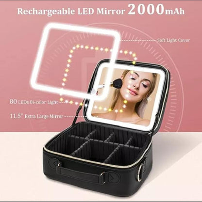ESTUCHE DE MAQUILLAJE CON ESPEJO LUZ LED